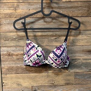 PINK Geometric Print Underwire Push-up Bra - size 34B